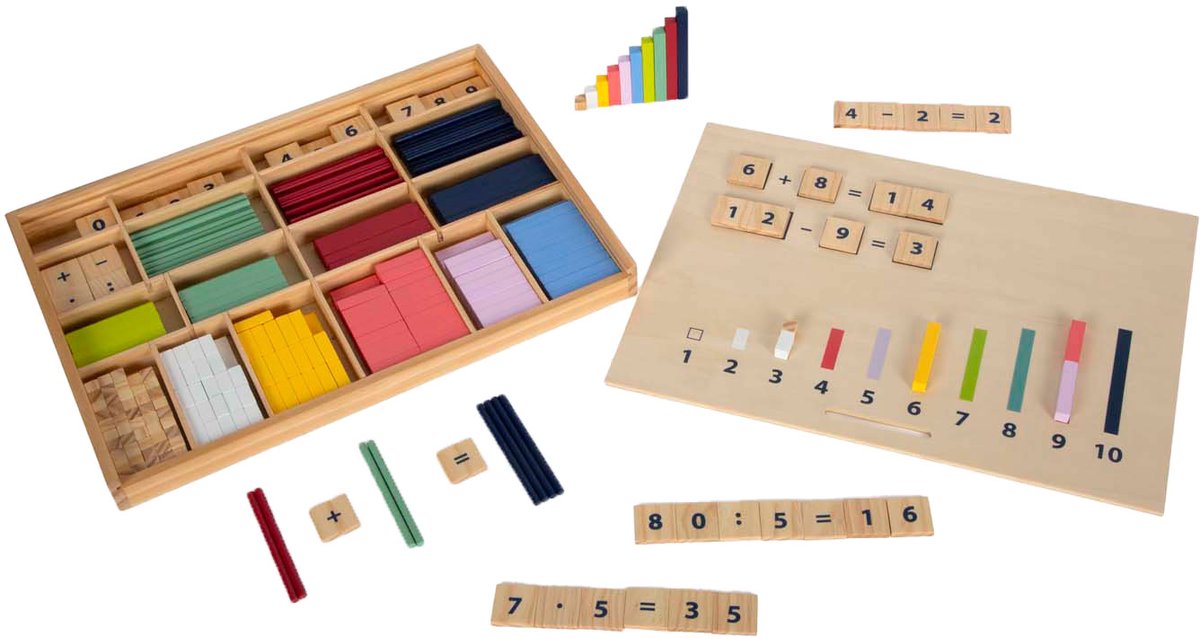Small Foot - Houten Leerbox met Rekenstaven en Rekenblokjes Set