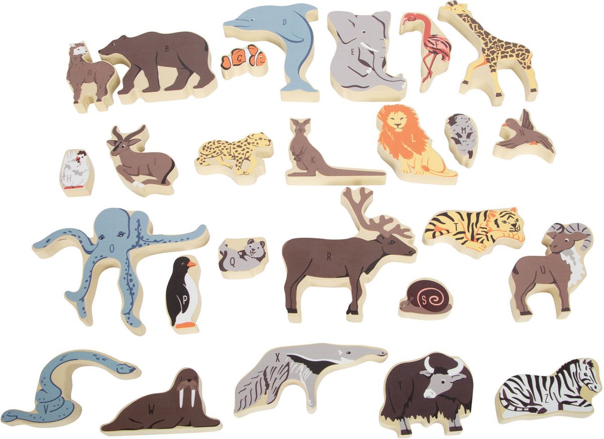 Small Foot - Houten Letter en Vormenpuzzel Dieren, 26st.