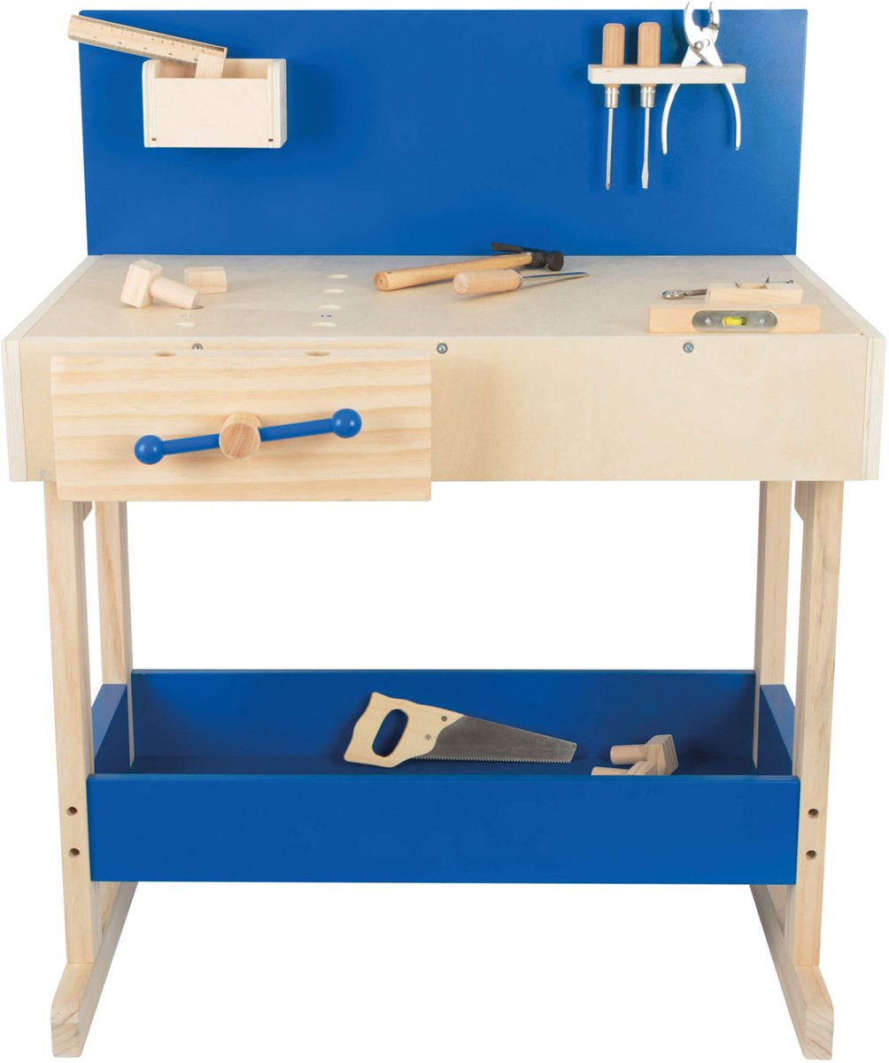 Small Foot - Houten Speelgoedwerkbank Blauw met Accessoires