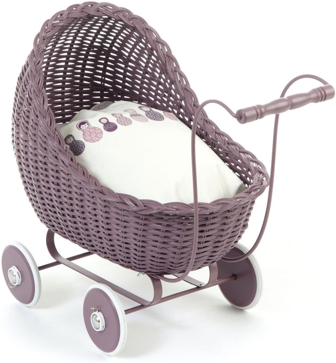 Smallstuff Rotan Poppenwagen 49 Cm Lila