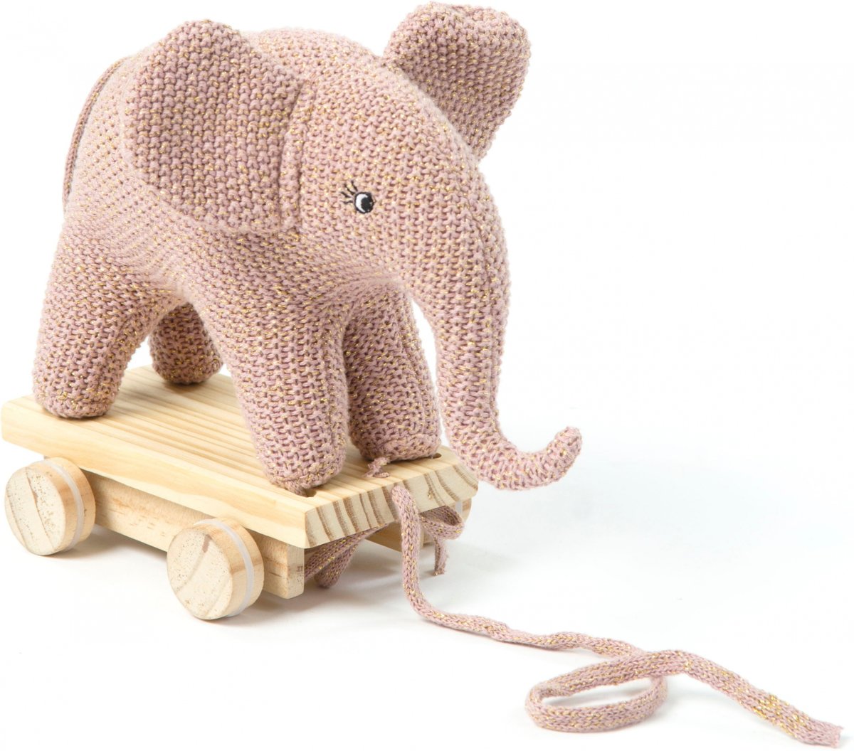   Trekdier Olifant Gebreid 20 Cm Roze