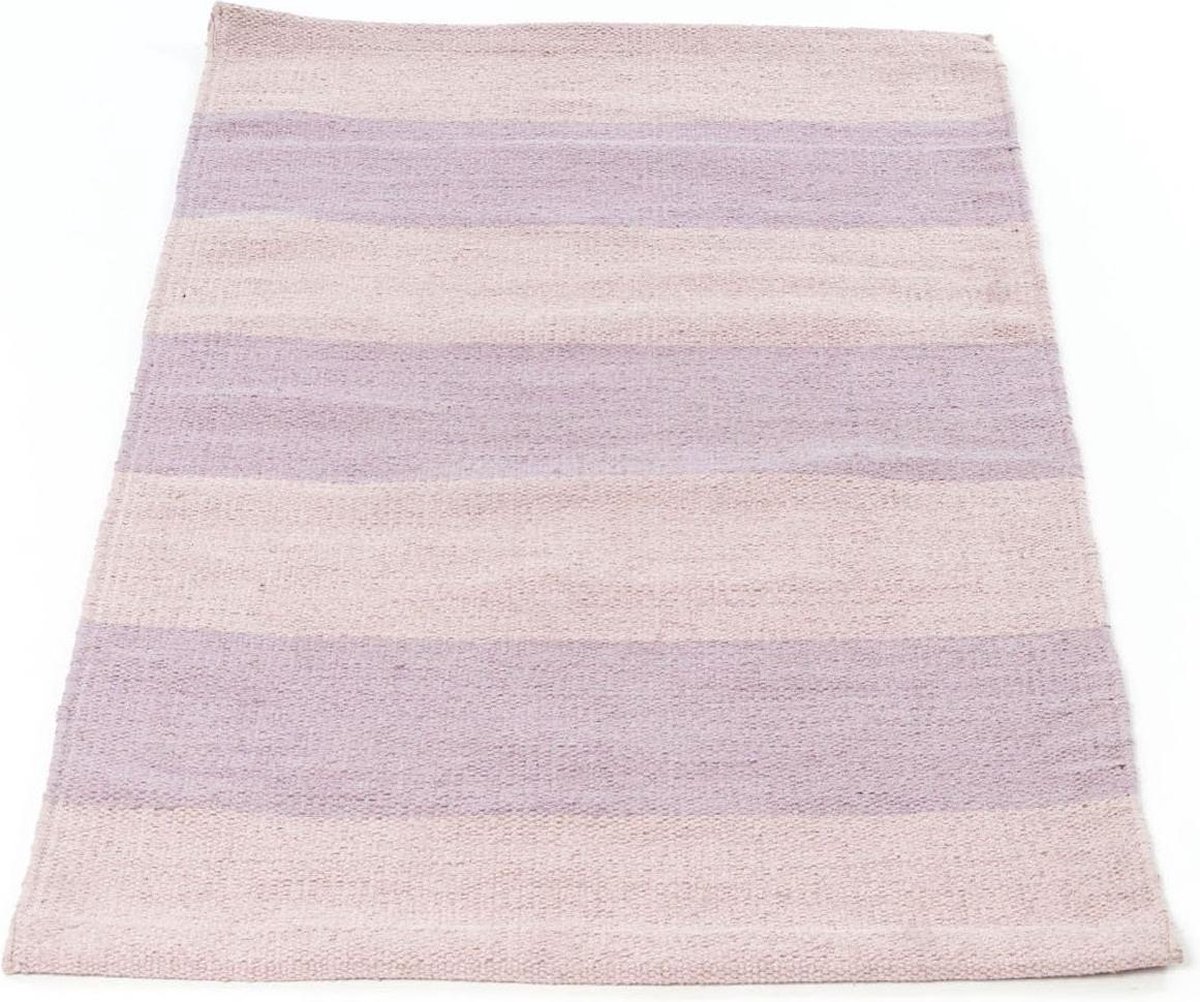 Smallstuff Vloerkleed Loper Geweven Strepen 125  X 70 Cm Roze