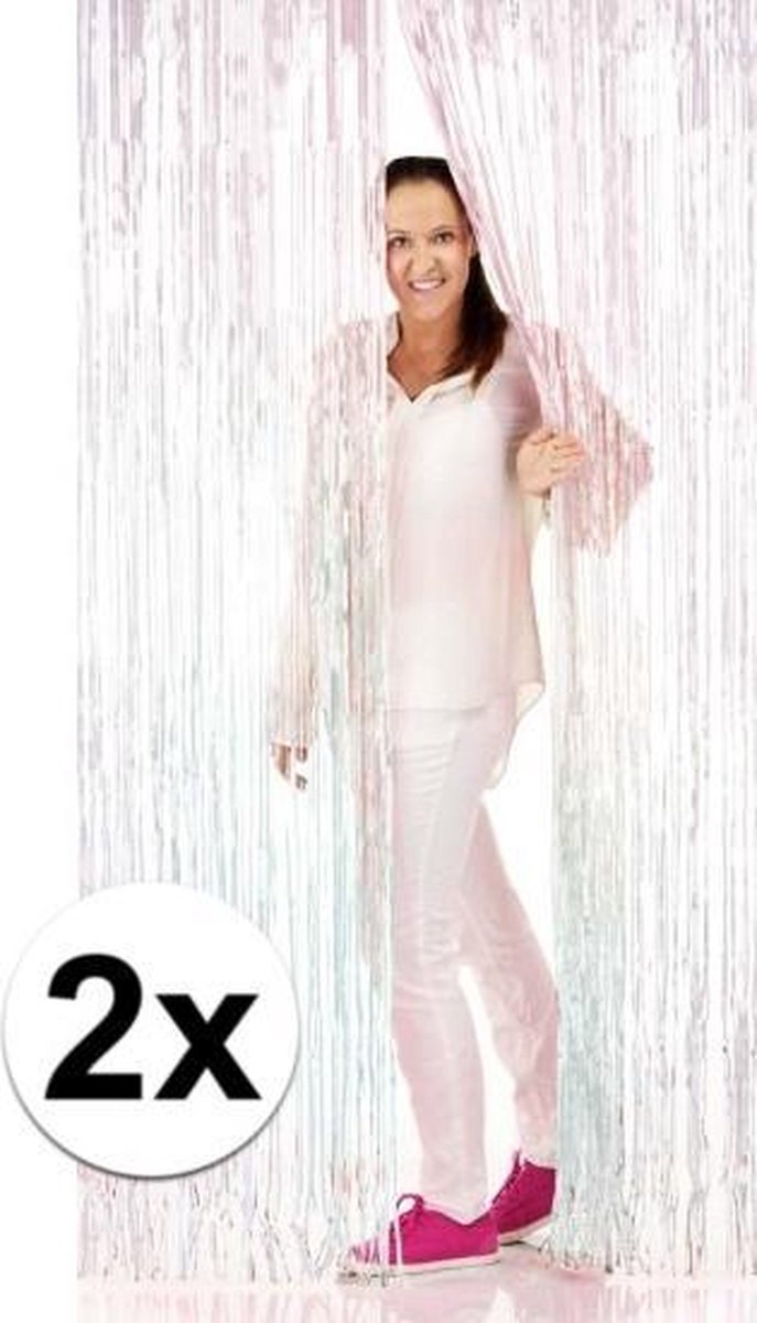 2x Witte versiering deurgordijn - deurversiering