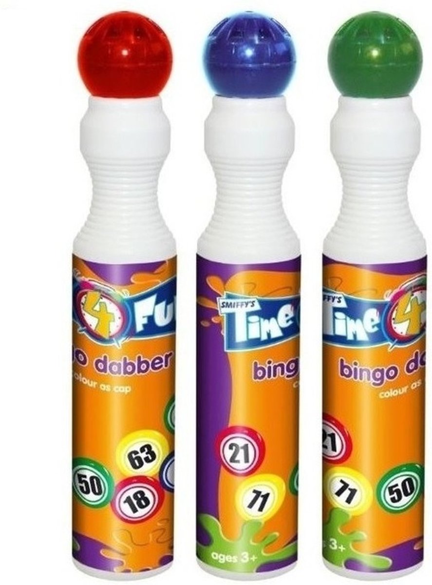 3x Gekleurde bingostift - groen / blauw / rood - 43 ml - bingo stiften