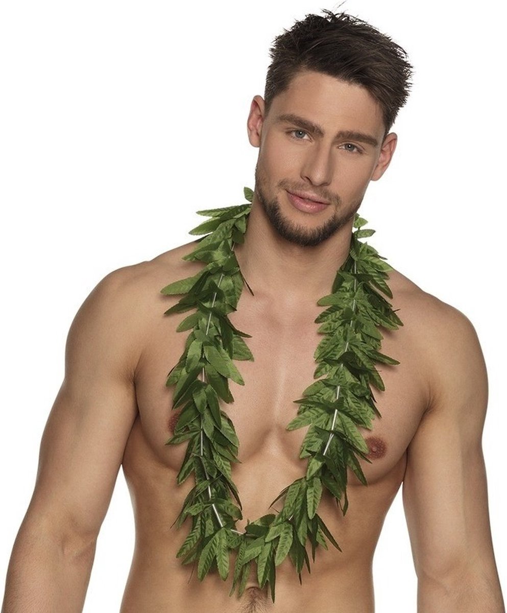 4x Hawaii kransen cannabis - hawaii slingers - Wiet/canabis thema decoratie/versiering