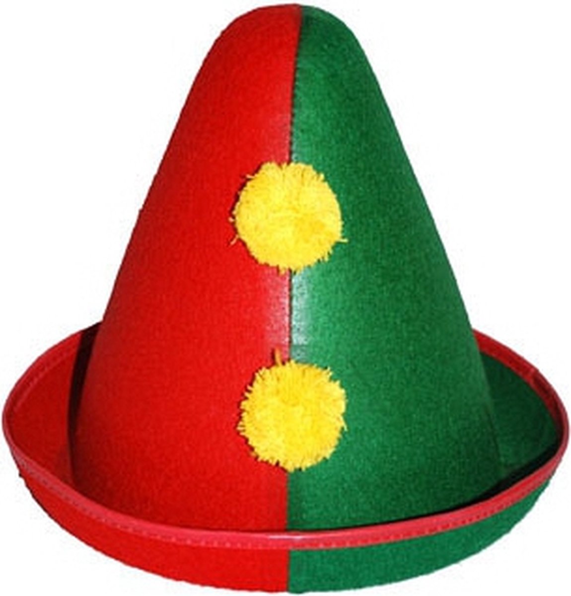 Clowns verkleed hoedje rood/groen - Carnaval clown feesthoedje