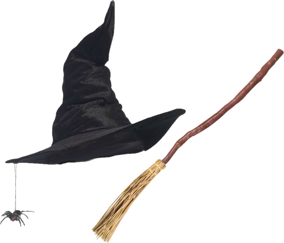 Heksen verkleed set dames heksenhoed met bezem