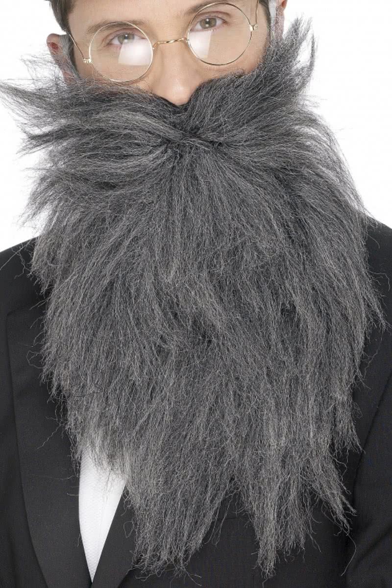 Lange grijze baard en snor