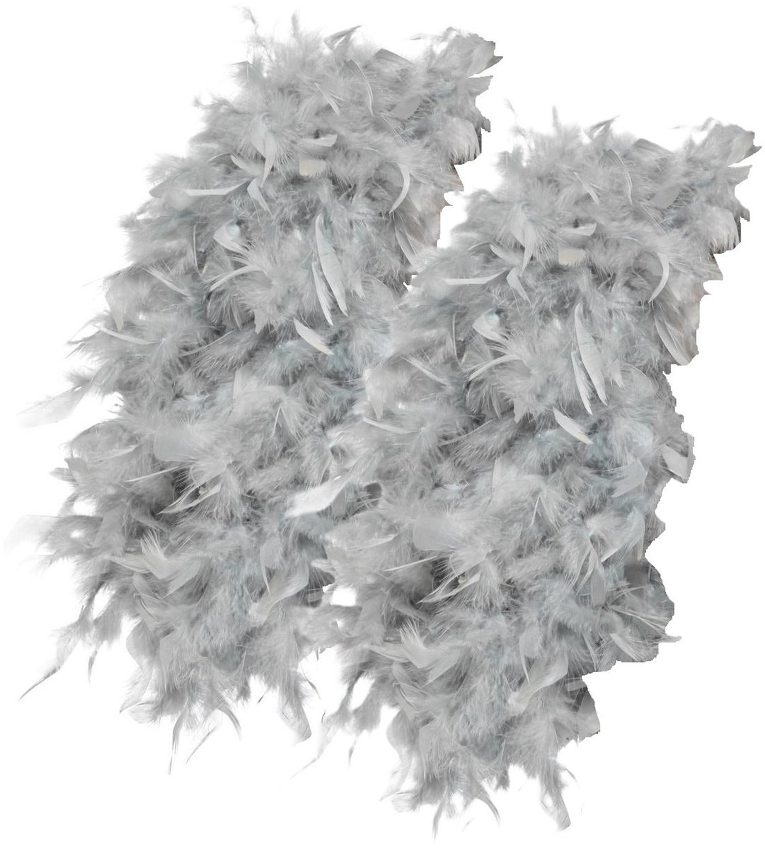 Luxe zilveren veren boa 180 cm - 2x - 80 gram - carnaval verkleed spullen/accessoires