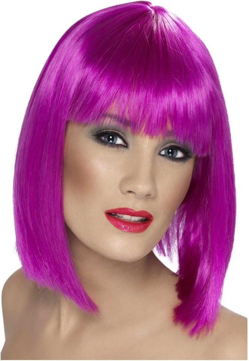 Pruik - Paars - Glam - Fluor / neon