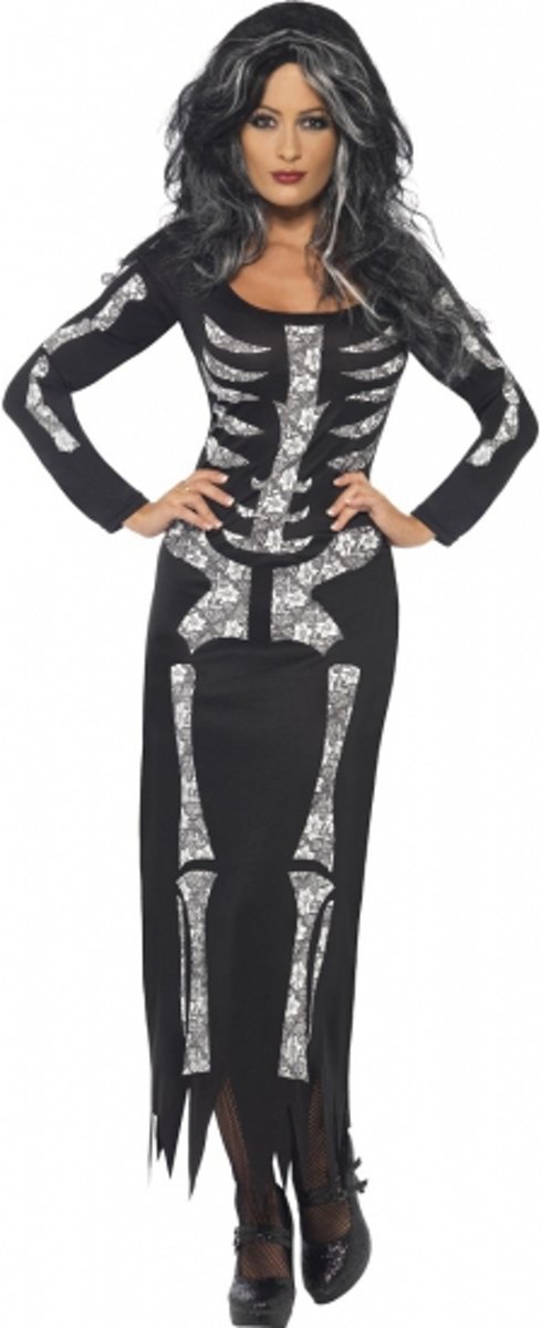 Skeletten jurk zwart voor dames XL