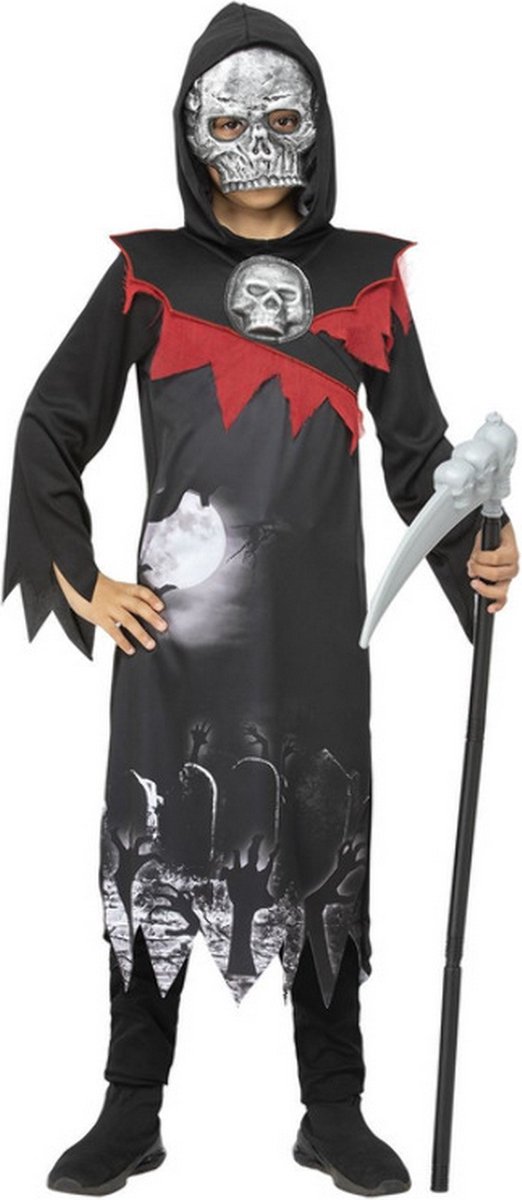   - Beul & Magere Hein Kostuum - Deluxe Dodelijke Jager Van De Nacht Kind Kostuum - zwart - Small - Halloween - Verkleedkleding