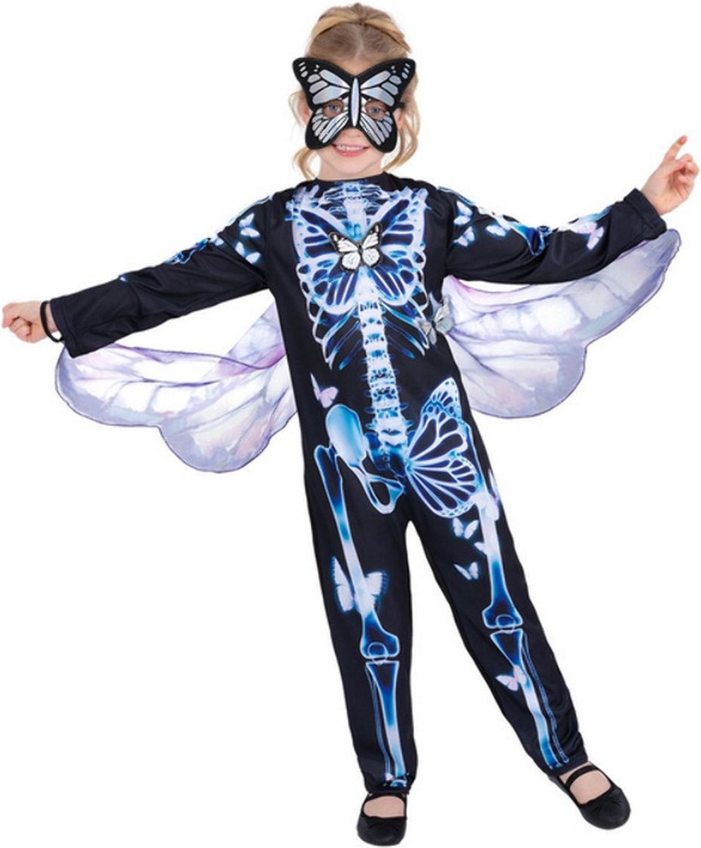   - Butterfly Skeleton Kinder Kostuum - Kids tm 9 jaar - Zwart