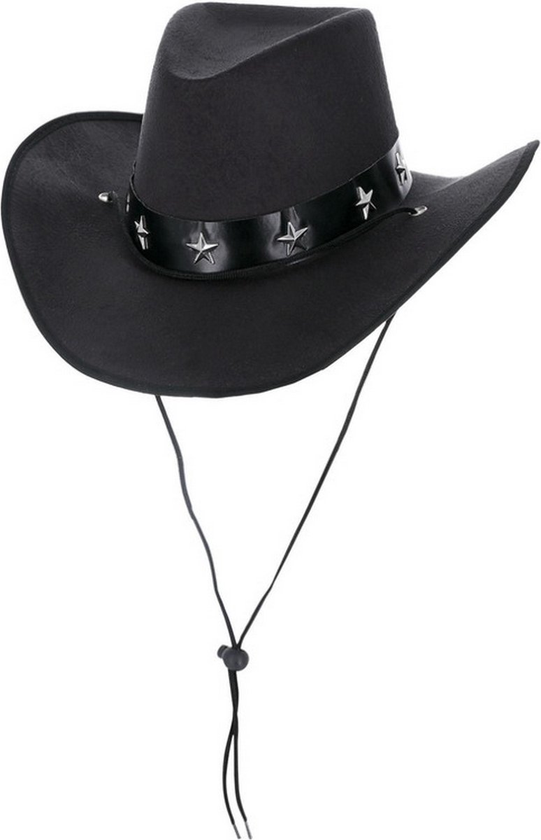 Smiffys - Cowboy & Cowgirl Kostuum - Zwarte Country Hoed Cowboy Dexter - zwart - Carnavalskleding - Verkleedkleding