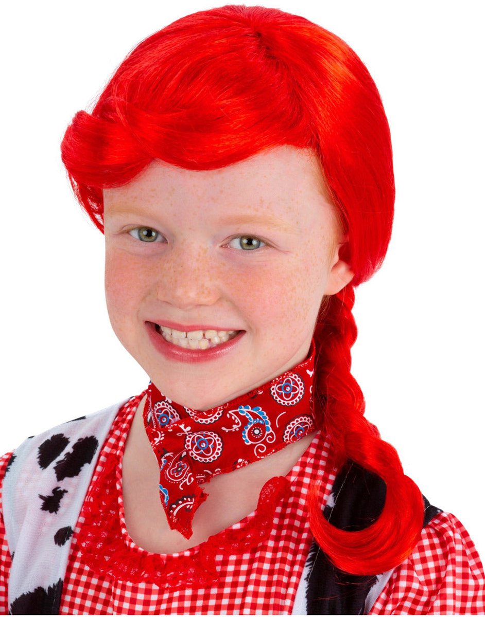   - Cowgirl Plait Pruik Kinderen - Rood