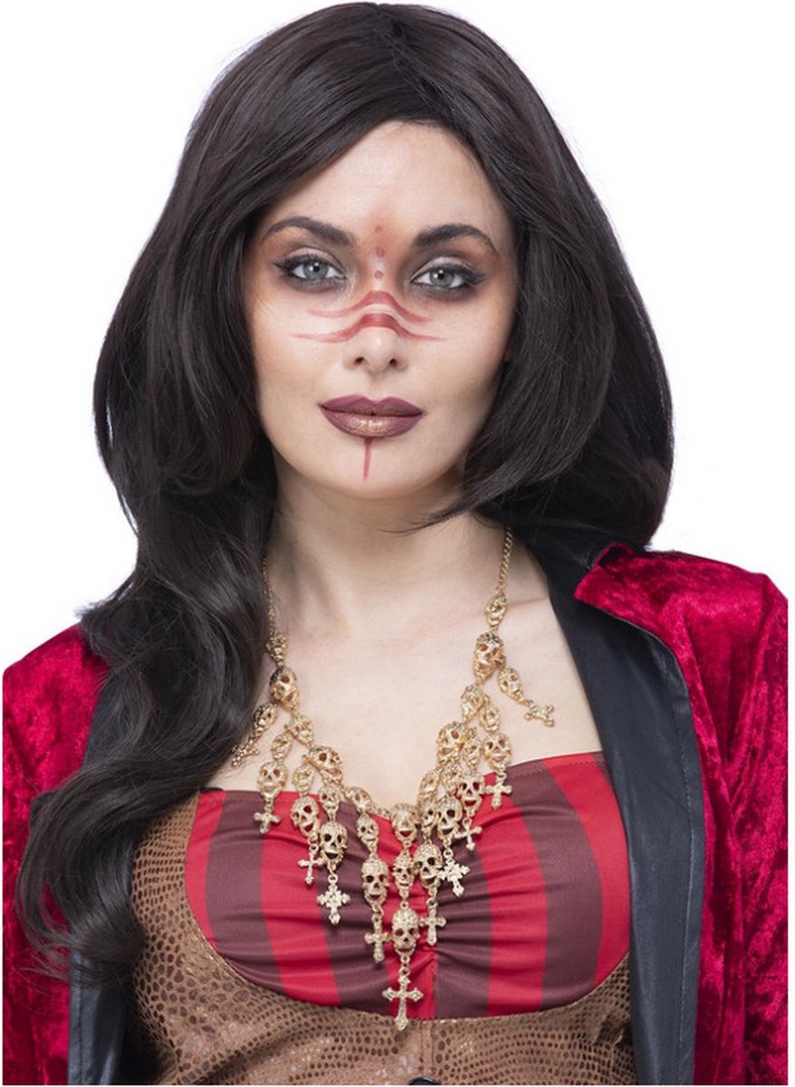   - Deluxe Metal Voodoo Skull Kostuum Ketting - Goudkleurig