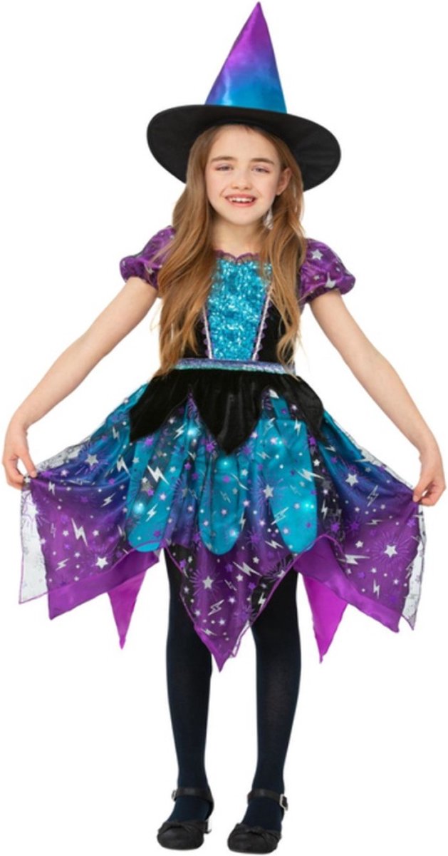   - Deluxe Moon & Stars Witch Kinder Kostuum - Kids tm 12 jaar - Multicolours
