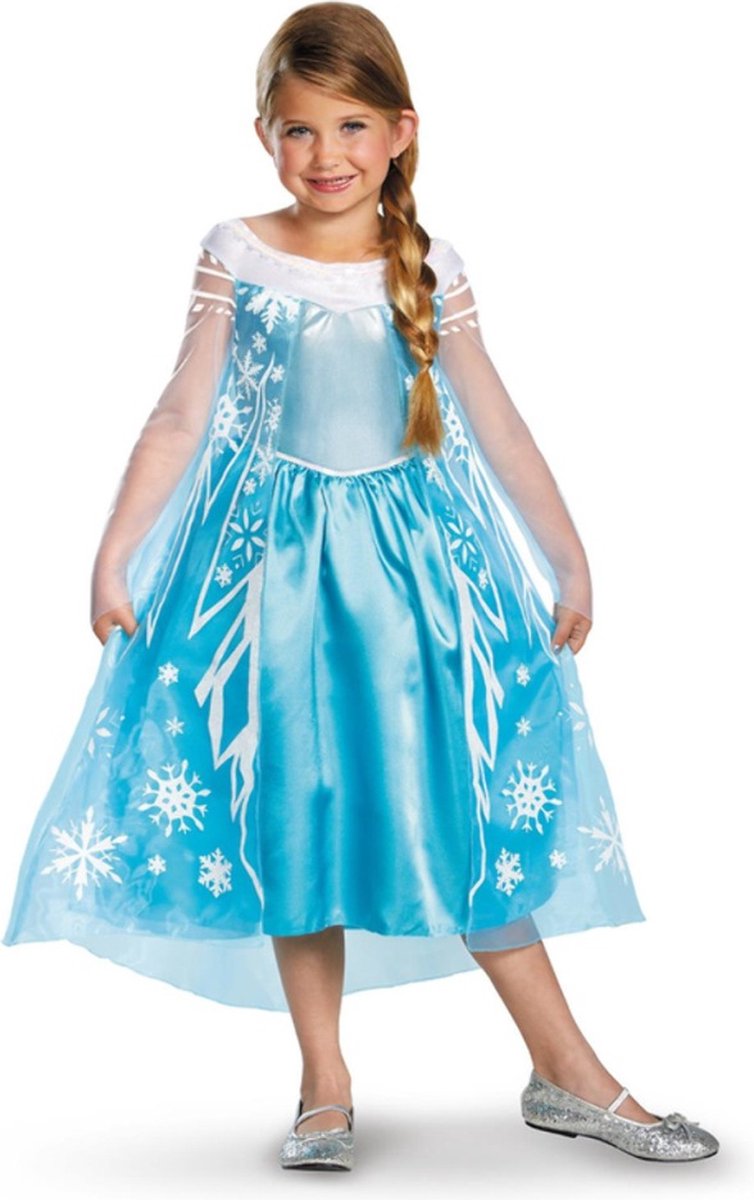  - Disney Frozen Elsa Deluxe Kostuum Jurk Kinderen - Kids tm 6 jaar - Blauw
