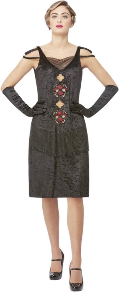   - Jaren 20 Danseressen Kostuum - Elegante Peaky Blinders Polly Gray - Vrouw - zwart - Medium - Carnavalskleding - Verkleedkleding