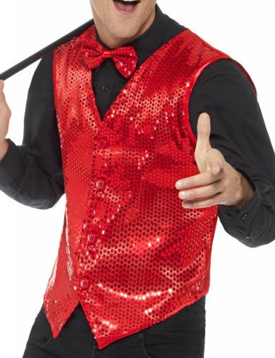   - Sequin Waistcoat Kostuum - M - Rood