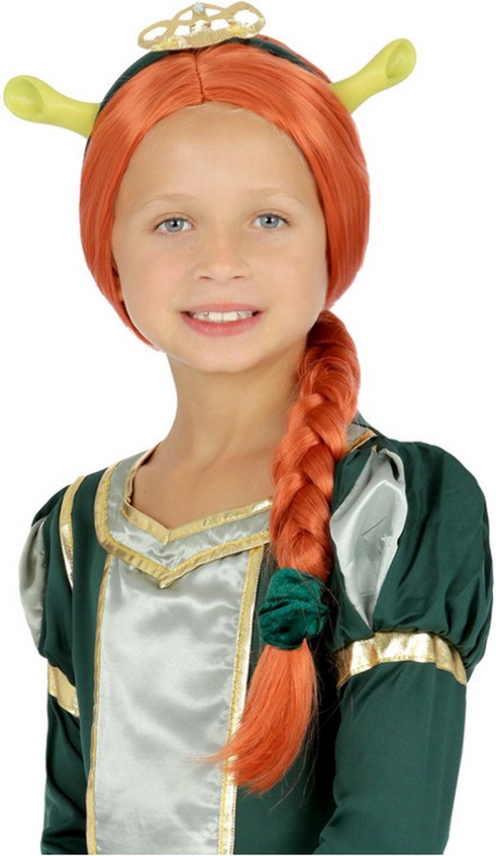 Smiffys - Shrek Kostuum - Shrek Princess Fiona Pruik Kind - rood,groen - Carnavalskleding - Verkleedkleding