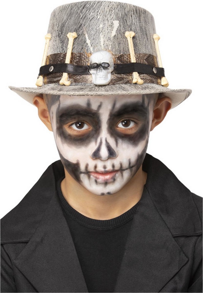   - Voodoo Distressed Top Hat Kostuum Hoed Kids - Grijs