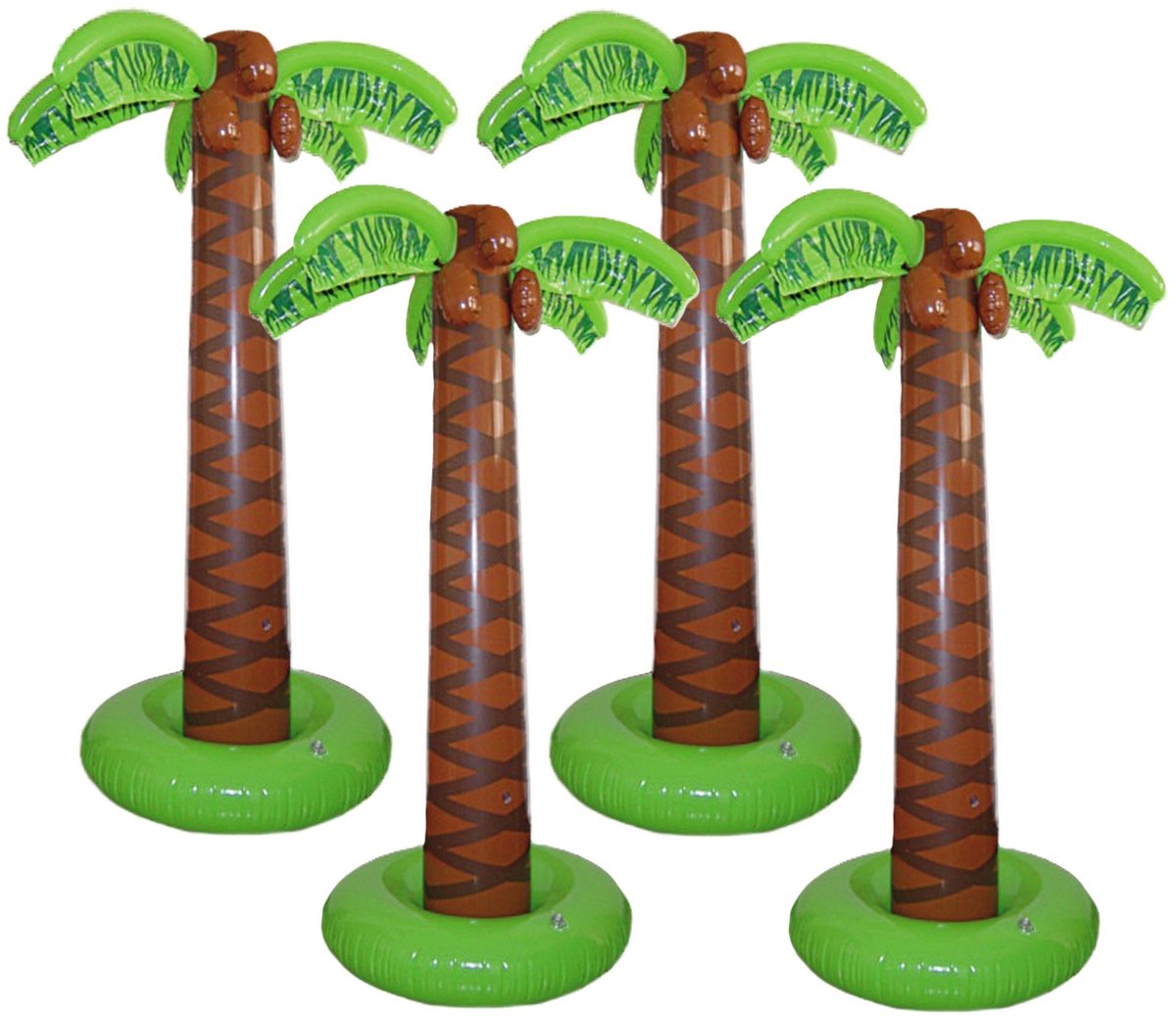 Smiffys Decoratie palmboom - 4x - opblaasbaar - 165 cm - Tropische Hawaii feestartikelen/versieringen