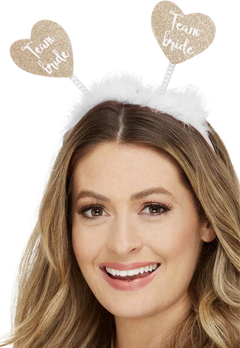   Diadeem/tiara Team Bride - 4x - wit/goud - polyester - 25 x 25 cm - vrijgezellenfeest