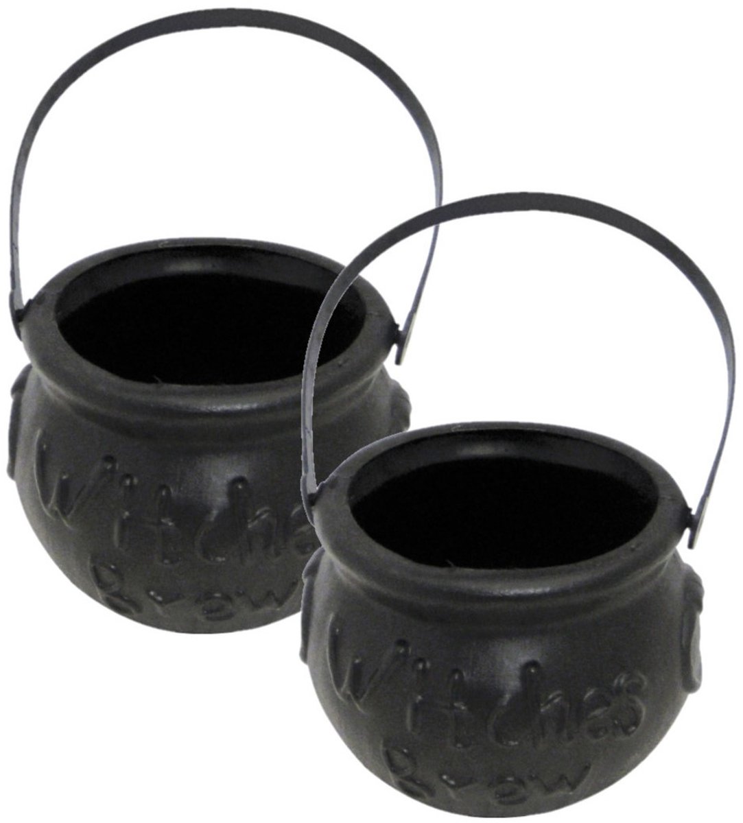   Heksenketel - 2x - zwart - D10 cm - kunststof - halloween - horror - kookpot