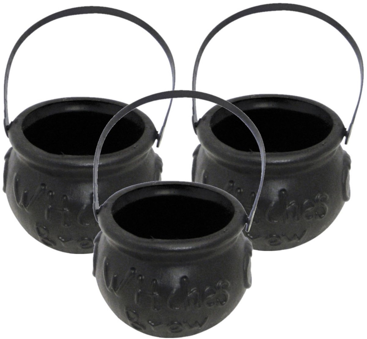   Heksenketel - 3x - zwart - D10 cm - kunststof - halloween - horror - kookpot