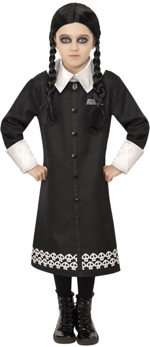   Kinder Kostuum -Kids tm 12 jaar- Addams Family Wednesday Zwart
