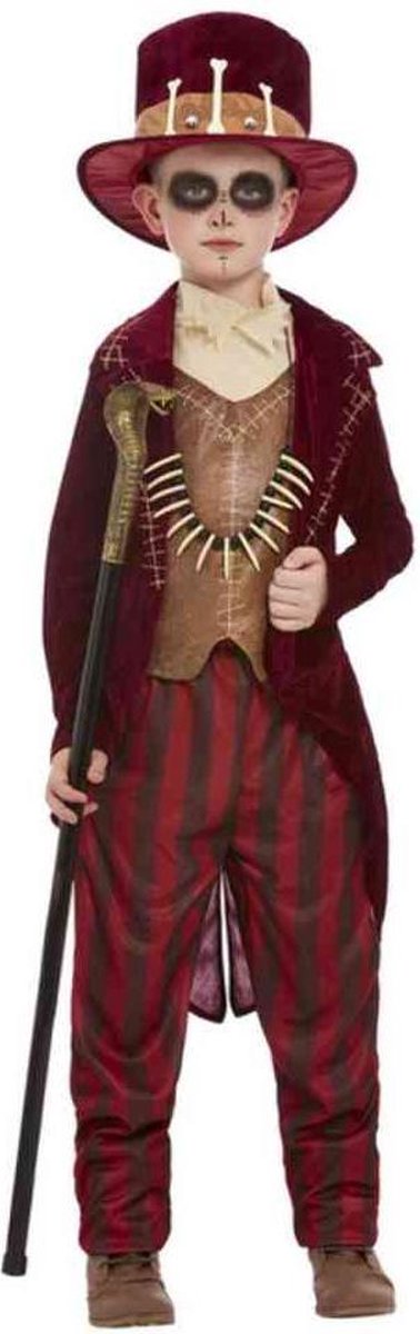   Kinder Kostuum -Kids tm 12 jaar- Voodoo Witch Doctor Bordeaux rood