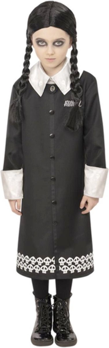   Kinder Kostuum -Kids tm 6 jaar- Addams Family Wednesday Zwart