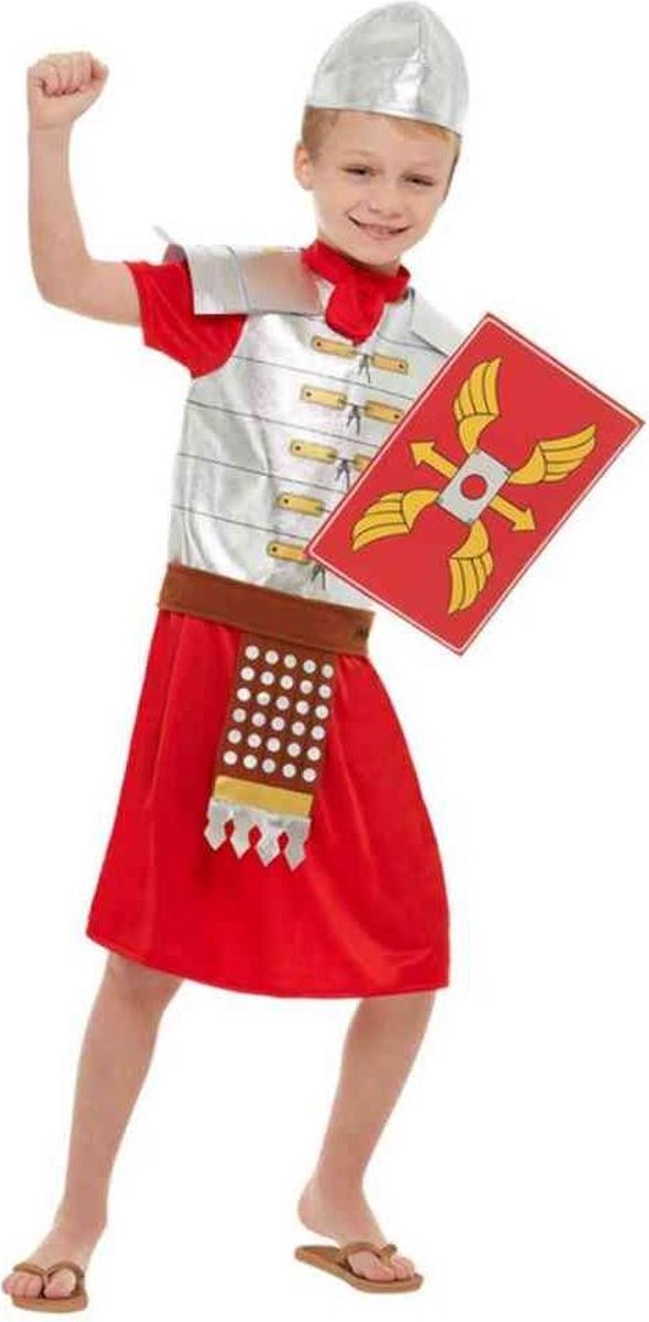   Kinder Kostuum -Kids tm 9 jaar- Horrible Histories Roman Boy Rood/Zilverkleurig