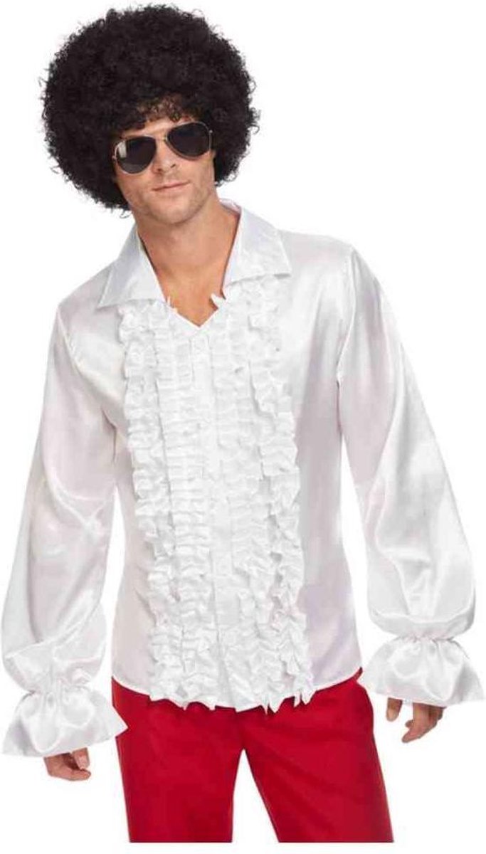   Kostuum Blouse -L- 60s Ruffled Wit