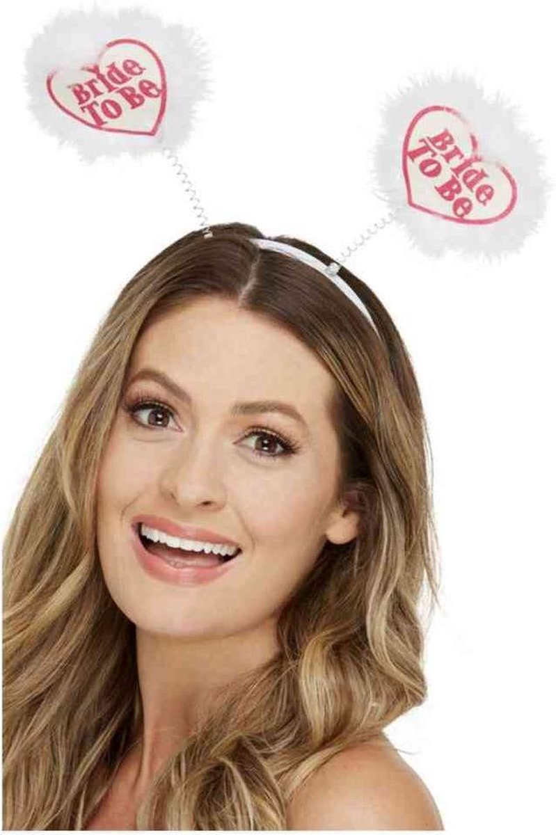   Kostuum Haarband Bride To Be Boppers Wit/Roze