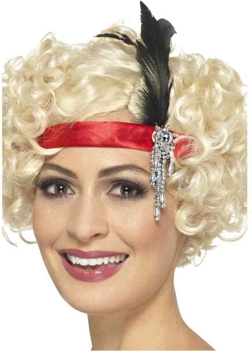   Kostuum Haarband Satin Charleston Rood