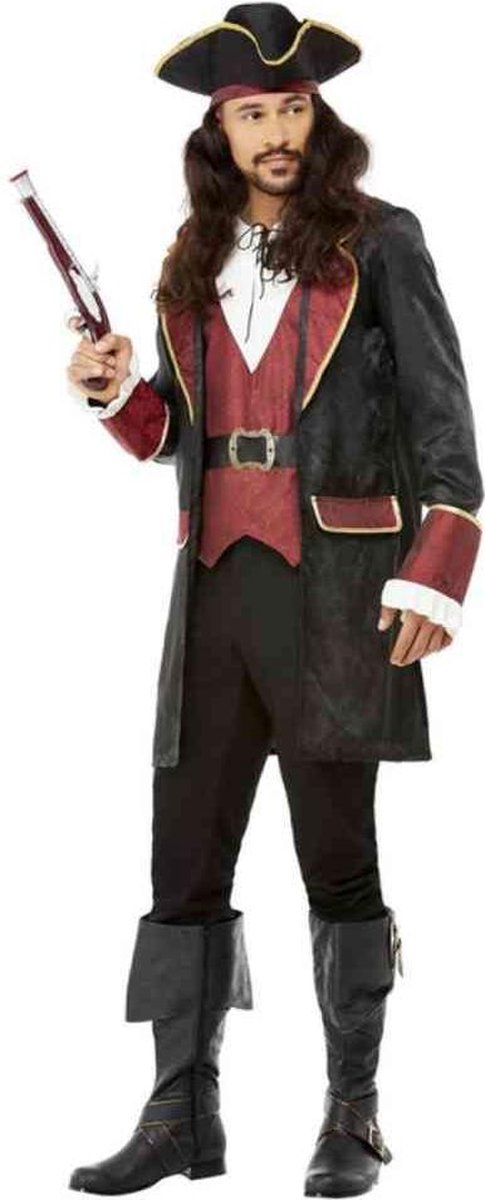   Kostuum -M- Deluxe Swashbuckler Pirate Zwart/Rood