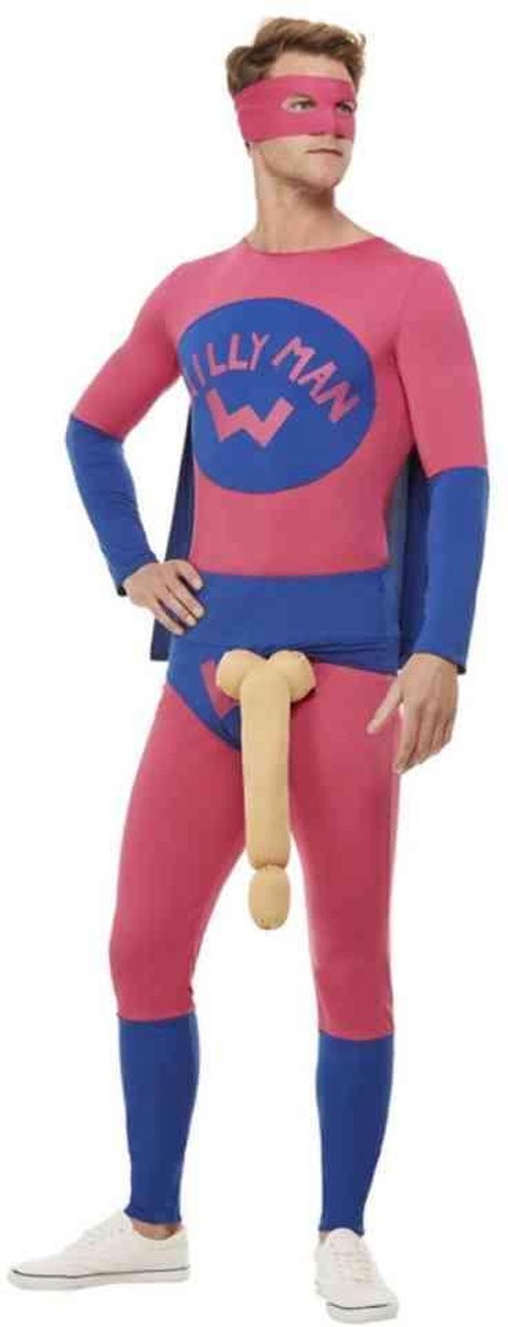   Kostuum -M- Willyman Superhero Roze/Blauw
