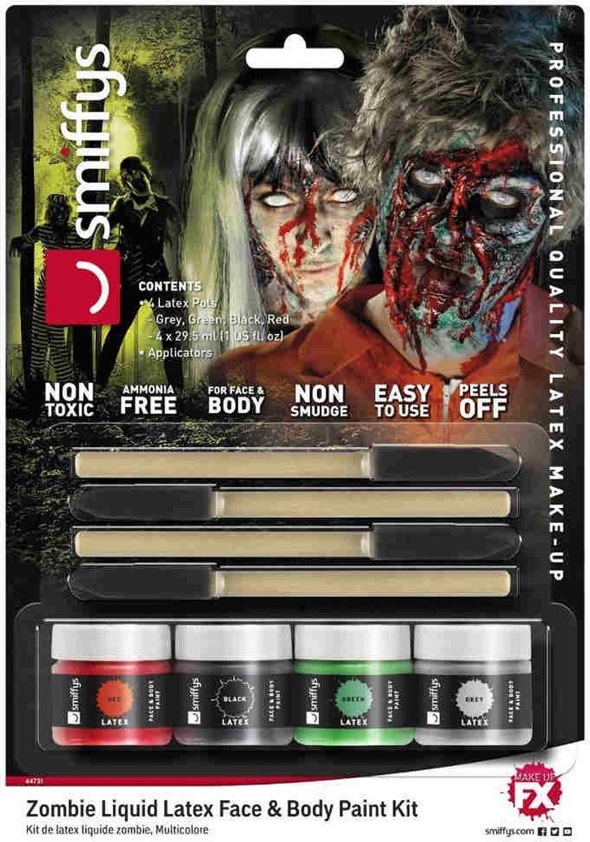   Kostuum Makeup Kit Zombie Liquid Latex Multicolours