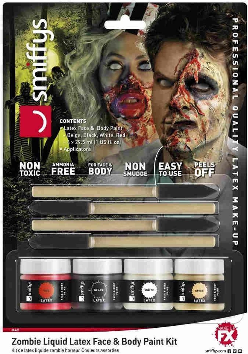   Kostuum Makeup Kit Zombie Liquid Latex Multicolours