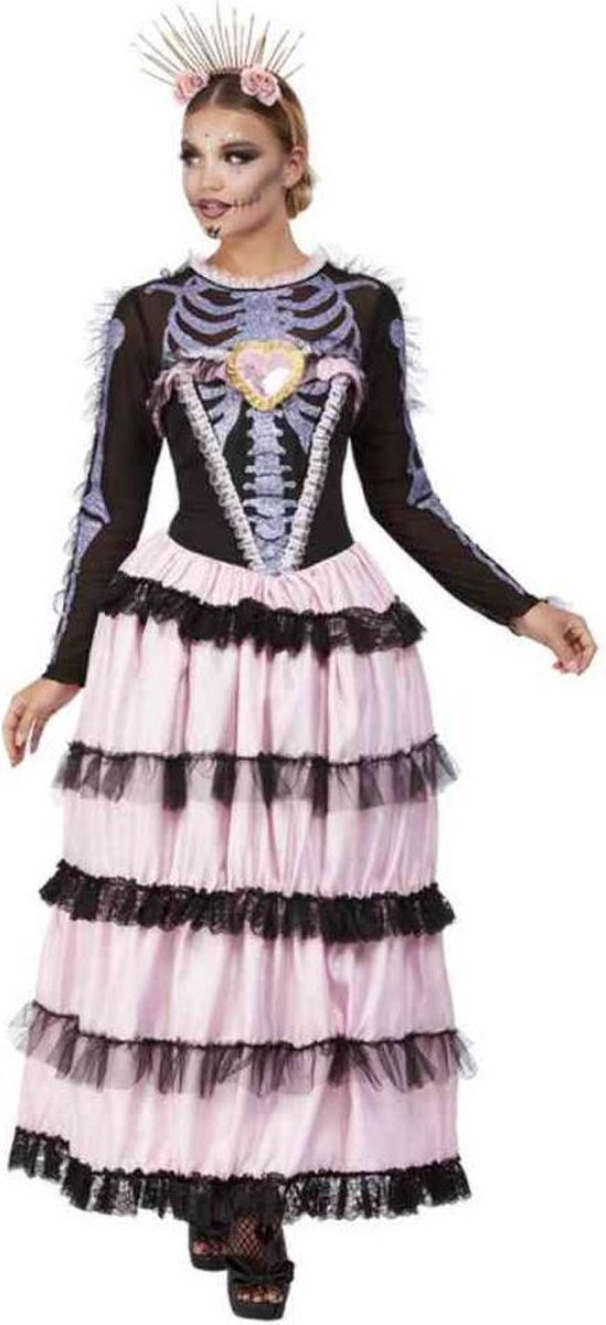   Kostuum -S- Deluxe Day Of The Dead Senorita Zwart/Roze