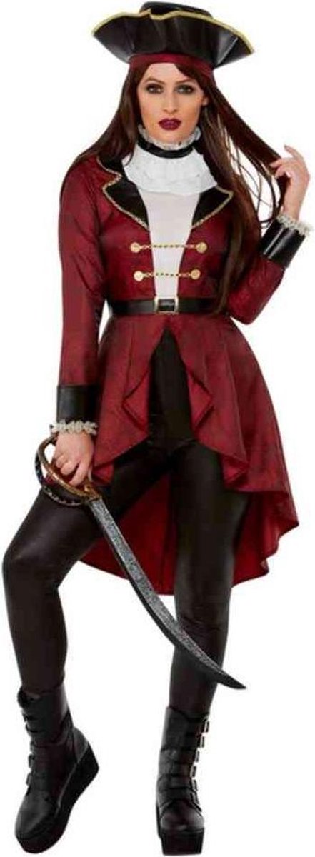   Kostuum -S- Deluxe Swashbuckler Pirate Bordeaux rood