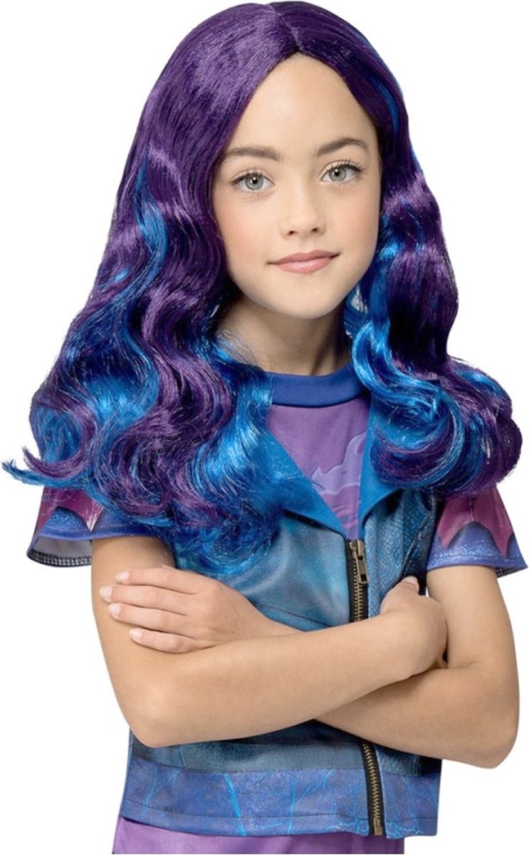 Smiffys Pruik Kinderen Disney Descendants Mal Paars/Blauw