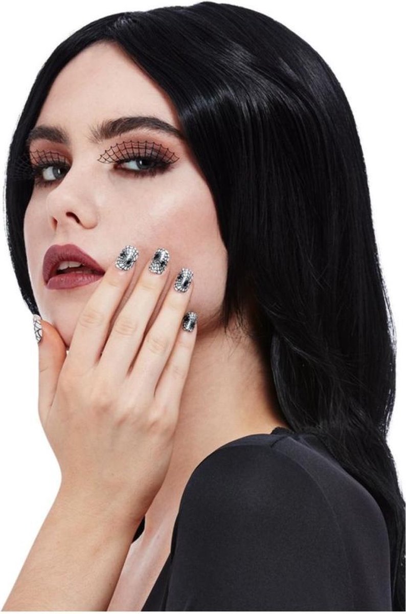   Wimper en nagelset Spiderweb Zwart/Grijs