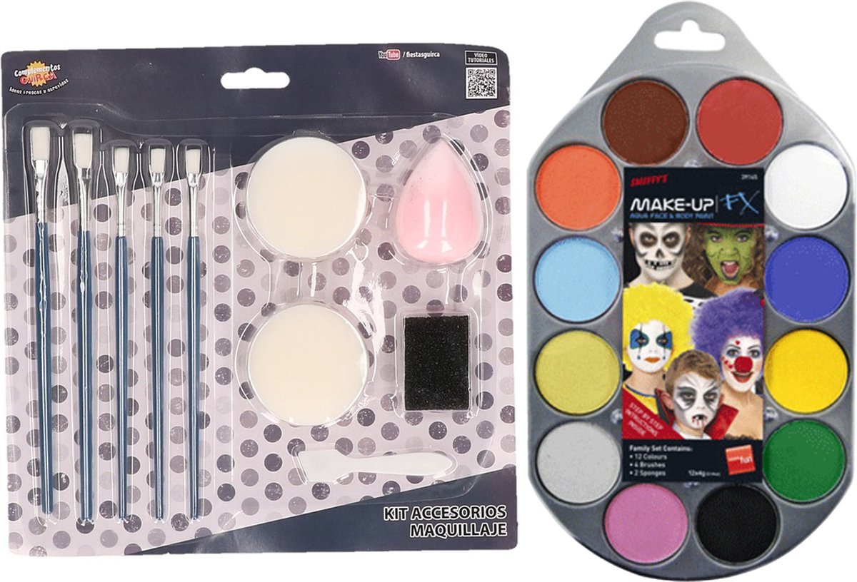   kinder schminken set 12-kleuren basic met grimeer gereedschap 10-delig