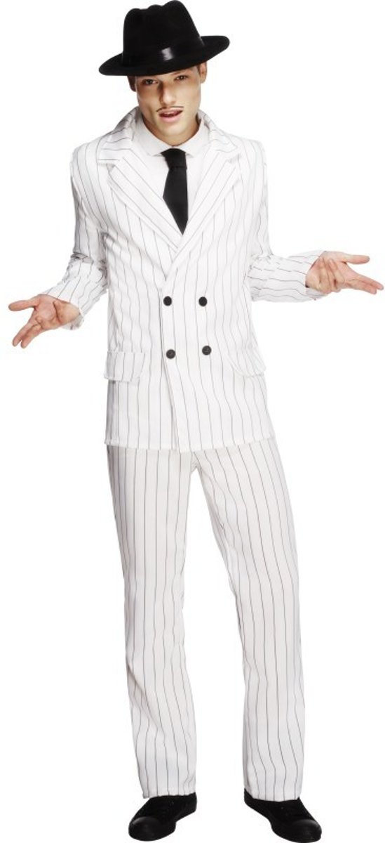 Wit Maffia Gangster Kostuum Heren - Maat S