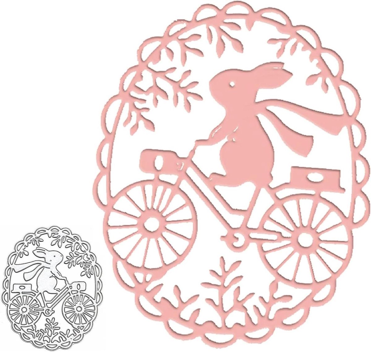 2 stuks konijnen- bloemen-kanten snijmallen voor wenskaarten en scrapbooking