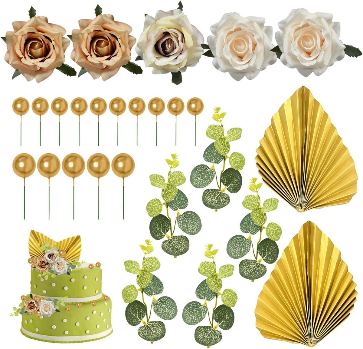 27-delige Rosette Cake Toppers Verjaardagstaart Decoratie Set - Feest Taart Accessoires voor Verjaardag en Feestdagen