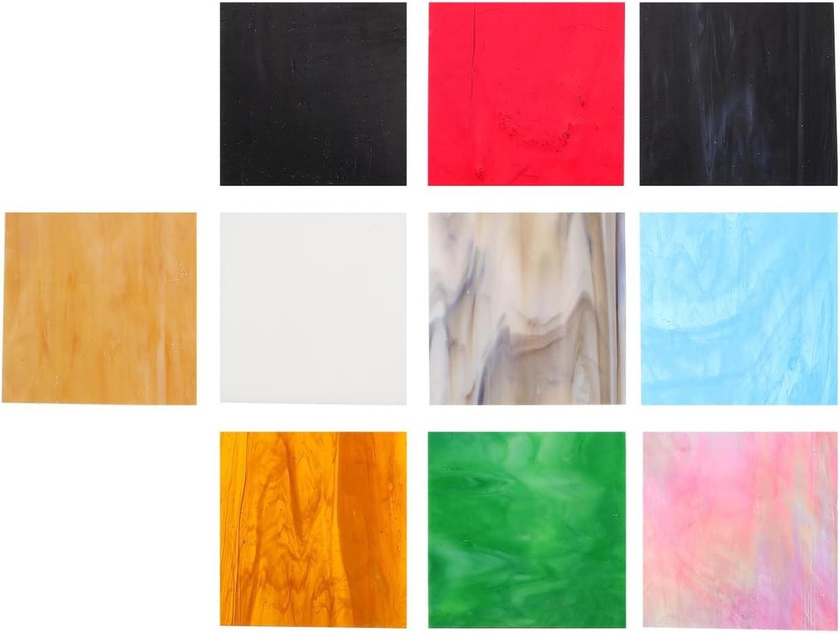 Smaokez - Gekleurde glazen mica vellen - 10 stuks - Transparante glasmozaïek voor muurdecoratie